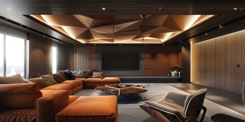 Poster - Contemporary Ceiling Design Incorporating Textures and Geometric Patterns