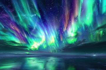 Celestial Symphony: Northern Lights in a Starlit Embrace