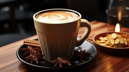 Wall Mural - Generate a detailed and realistic 3D rendering of a close-up shot featuring a cup of tea  