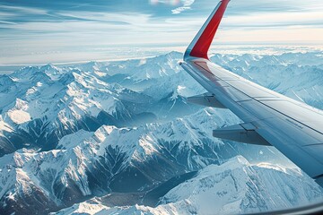 Sticker - Panoramic Mountain Flight with Snow-Capped Peaks