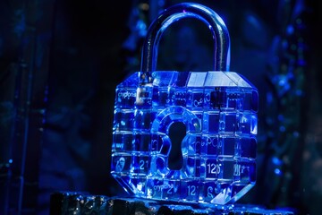 A Blue Crystal Lock with the Word 