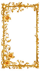 Wall Mural - Luxury Gold Flower Border Frame Transparent PNG Transparent Background