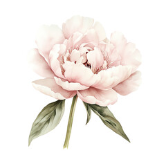 Wall Mural - Elegant watercolor illustration of a pink peony flower, perfect for decorative and botanical art projects, adding a touch of nature's beauty.