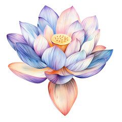 Wall Mural - Vibrant watercolor lotus flower illustration with pastel colors. Perfect for art, nature, and meditation-themed projects.