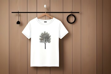 T-Shirt Hanging on Wooden Wall Simple Design