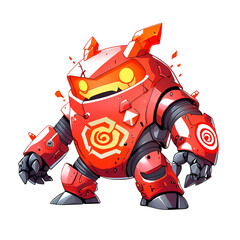 Sticker - A robot with a red body and yellow eyes