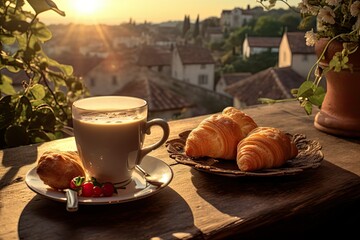 cup of coffee and croissant