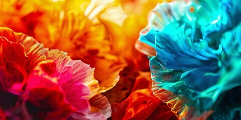 Poster - A colorful bouquet of flowers with a blue and red flower in the center
