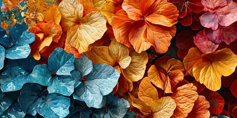 Poster - A colorful bouquet of flowers with blue, orange, and yellow petals