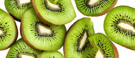 Wall Mural - Kiwi fruit and slices pattern background2