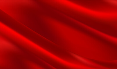 Wall Mural - Elegant Red silk satin background. Beautiful soft folds. Shiny fabric luxury background. Curtain, drapery. Red luxury silk cloth or satin texture. Christmas, New Year, Valentine, Celebration. Vector.