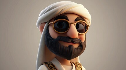 3D Cartoon of a Young Sheikh Posing