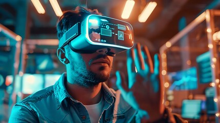 Poster - Man Experiencing Virtual Reality