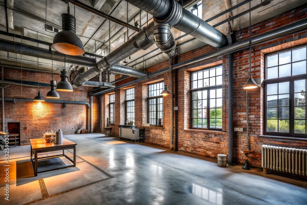 Exposed brick, concrete, and metal accents combine with raw textures to ...
