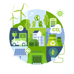 sustainable development, esg and business concept illustration