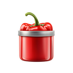 Wall Mural - Red Paprika Tin on White Background - Vibrant Vegetable Food Ingredient