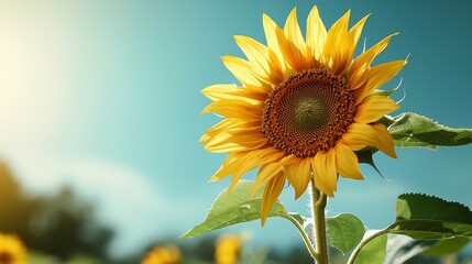 Canvas Print - Bright Yellow Sunflower Against Blue Sky