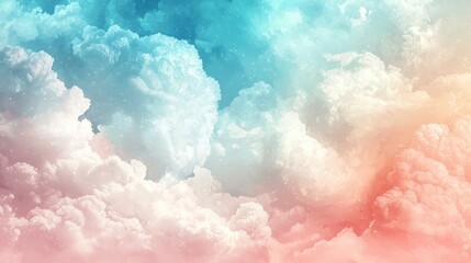 Sticker - Dreamy Sky with Pink and Blue Clouds Abstract Background