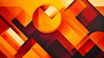 Poster - Detailed shot of an abstract background featuring bold geometric shapes and gradients in warm tones, offering a modern and energetic visual appeal.