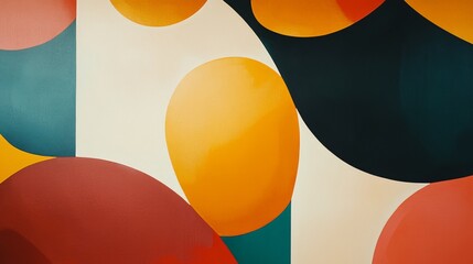 Poster - Detailed shot of an abstract background featuring bold geometric shapes and gradients in warm tones, offering a modern and energetic visual appeal.