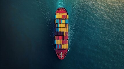 Poster - Aerial view of the freight shipping transport system cargo ship container international transportation Exportimport business logistics transportation industry concepts : Generative AI