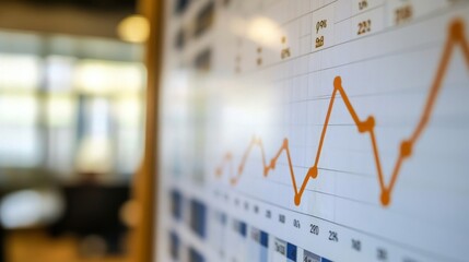 Poster - detailed view of a financial graph showing a market forecast, with a focus on trend lines and predic