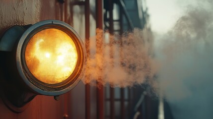 Poster - Smoke exhaust gas emissions carbon dioxide from cargo lagre ship container shipMarine diesel engine exhaust gas from combustion Gas Emission Air Pollution from transportation green hou : Generative AI