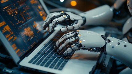 Leinwandbilder - AI technology Artificial Intelligence concept Businessman using the laptop AI Application technology management personal Business data education Banking Futuristic technology transform : Generative AI