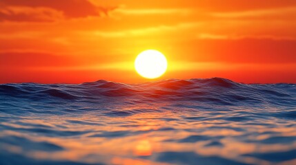 Poster - Beautiful orange sunset over the ocean : Generative AI