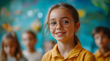 Aufkleber - Primary School Children Learning Basic Information About Water Cycles Geography Teacher Educating Smart Diverse Kids in a Modern Colorful Classroom Schoolchildren Understanding Weather : Generative AI