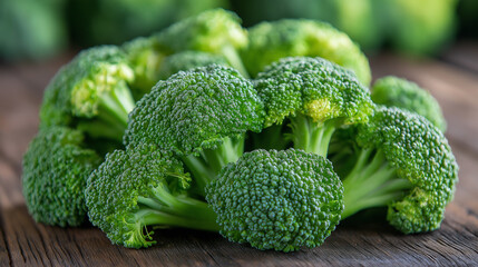 Wall Mural - broccoli on a wooden table