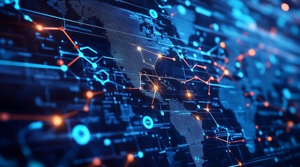 Poster - Healthcare business growth graph with global health network connection service on virtual screen Medical technology and tourism telemedicine virtual hospital healthcare and medicine ba : Generative AI