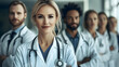 © Siasart Stock - A group of medical professionals in white coats with stethoscopes.