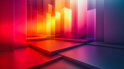 Poster - A colorful room with a lot of different colored walls and floors. The room is very bright and lively