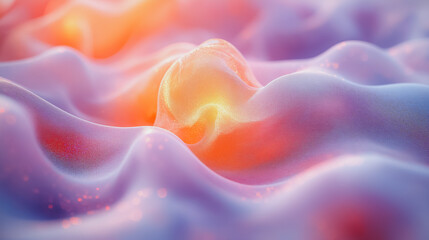 Poster - A close up of a purple and orange surface with a small object in the center. Scene is mysterious and intriguing