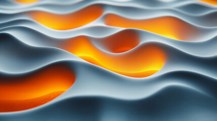 Poster - The image is a close up of a wave with orange and blue colors. The orange waves are creating a sense of movement and energy, while the blue waves add a calming effect