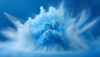 Canvas Print - Soft pastel blue powder explosion diffusing gently, creating a cloud-like effect with subtle