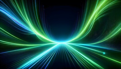 Wall Mural - Glowing green and blue light connection; energy transition tone. Futuristic background for presentation design.