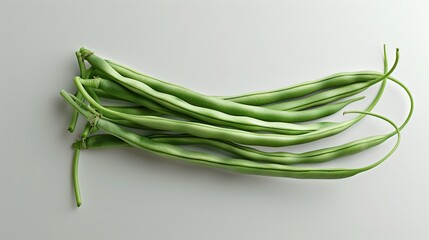 green yardlong beans isolated on white