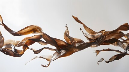 Wall Mural - swaying kelp seaweed isolated on white background. 