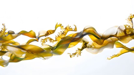 Wall Mural - swaying kelp seaweed isolated on white background. 