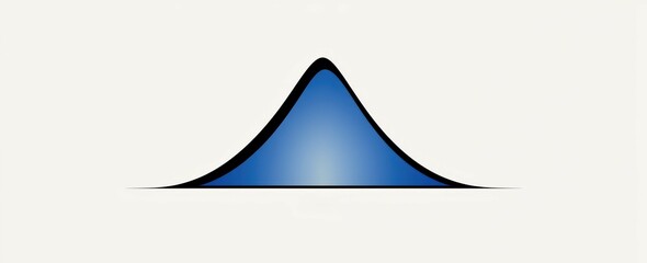 Simplified blue normal distribution curve illustration Minimalist representation of a blue normal distribution curve on a white background, ideal for statistics or data analysis visuals