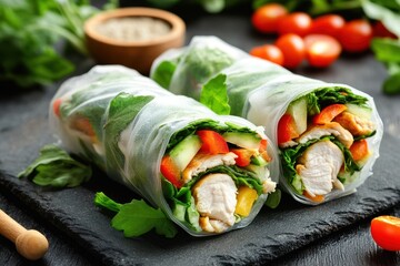 Sticker - Vegetable and chicken spring rolls