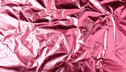 Fototapete - Holographic colors foil paper texture background. pink color; trendy duotone effect
