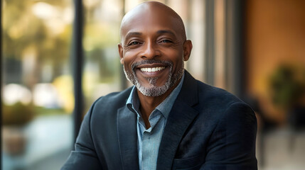 Canvas Print - A smiling man in a suit, showcasing confidence and professionalism.