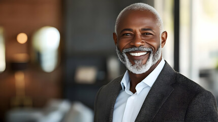 Poster - A smiling older man in a professional setting.