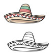 © Nurul - sombrero isolated on white background. hand drawn, coloring, black. simple design outline style. you can change color you want. vector illustrations