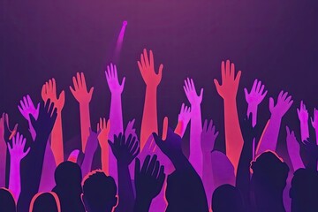 Wall Mural - background with hands raised in worship 