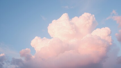 Canvas Print - Soft pink clouds against a blue sky at sunset