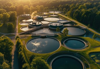 Wall Mural - Aerial View of a Water Treatment Plant